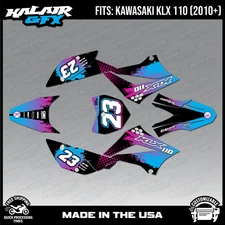 Graphics Kit for Kawasaki KLX110 KLX110R/RL (2010-2024) Splash Series -Cyan Pink
