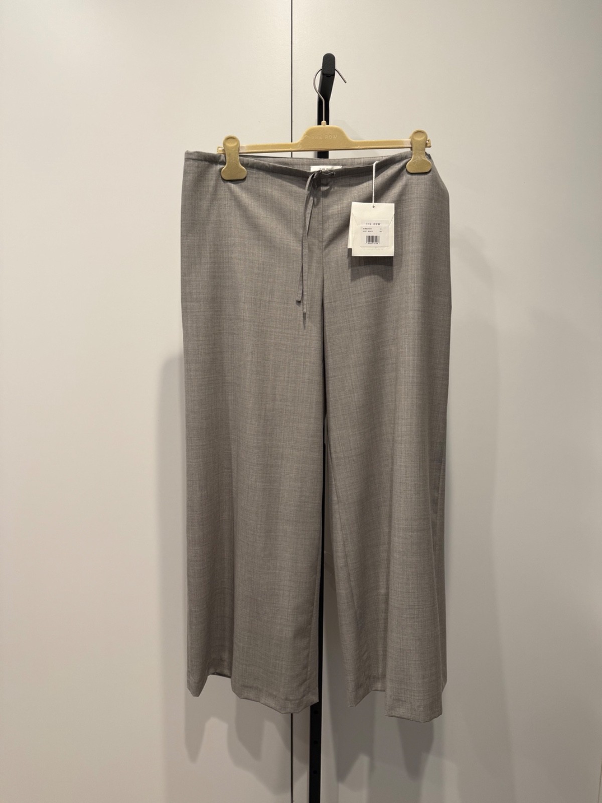 BNWT  The Row  Gray Barrie Virgin Wool Drawstring Wide-Leg Pants