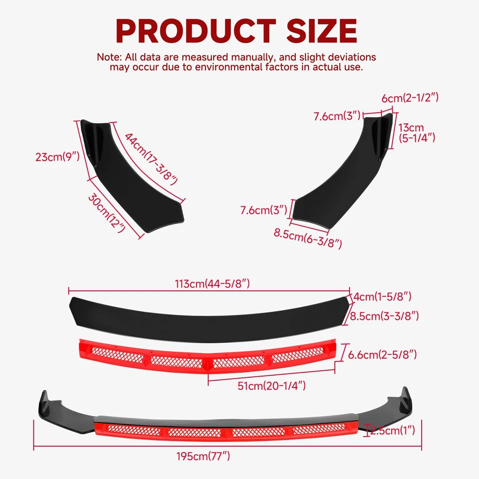 Alerón de parachoques delantero rojo brillante divisor de labios para Honda CR-Z CRZ 2010-2016 Foto 4 de 4