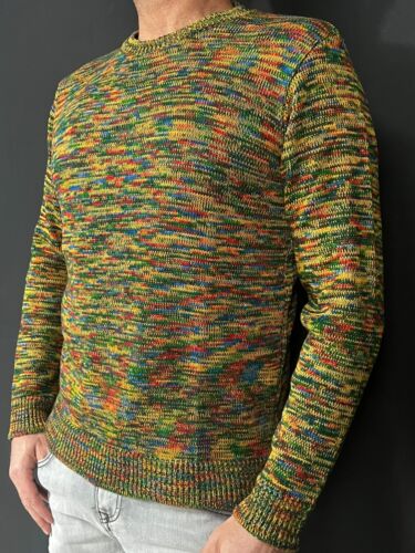 MAGLIONE UOMO MISTO LANA MAGLIA GIROCOLLO CON FILATO STAMPATO MADE IN ITALY 100% - Foto 11 di 17