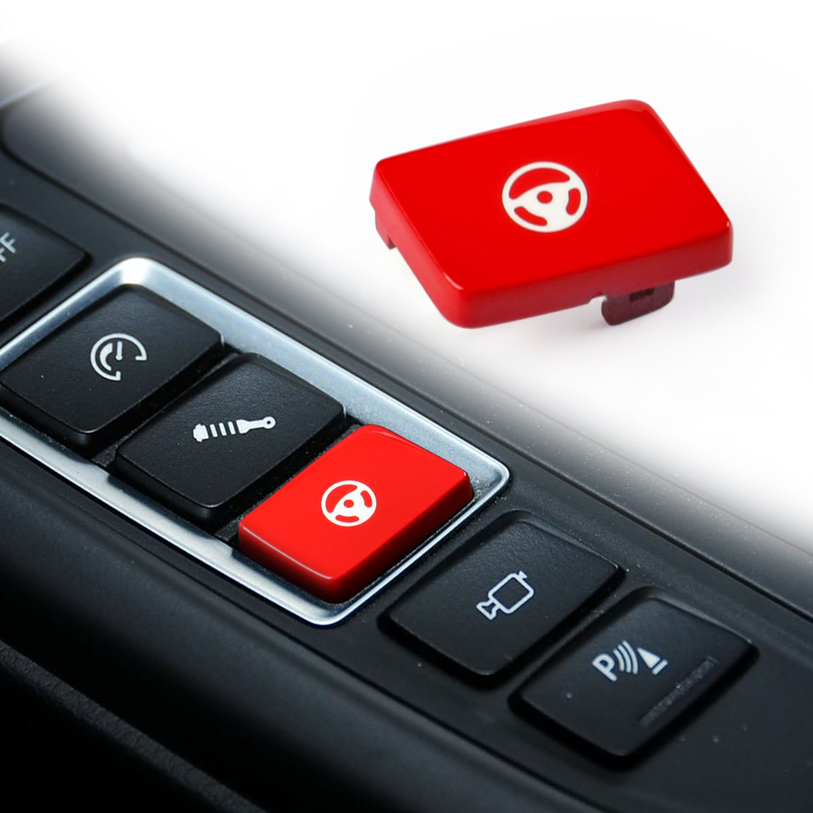 1Pcs Red Gear Steering Wheel Power Steering Button Cover For