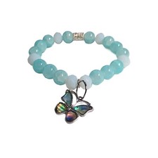 Elegant Beaded Butterfly Charm Bracelet-Lavender and Green