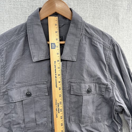 NEW Abercrombie Fitch Military Jacket Women Large Gray Ripstop Cinch Waist Linen - Picture 11 of 17
