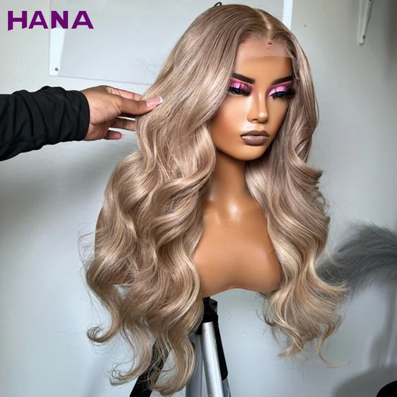 Light Ash Blonde 13X6 13X4 Transparent Lace Frontal Wig Body