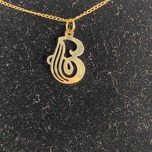 Gold 14K Script J Monogram Necklace 0.71g 16" Chain - Picture 3 of 3