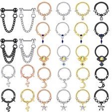 1pc Hinged Septum Clicker Nose Ring Hoop Lip Ear Cartilage Daith Piercing 16G