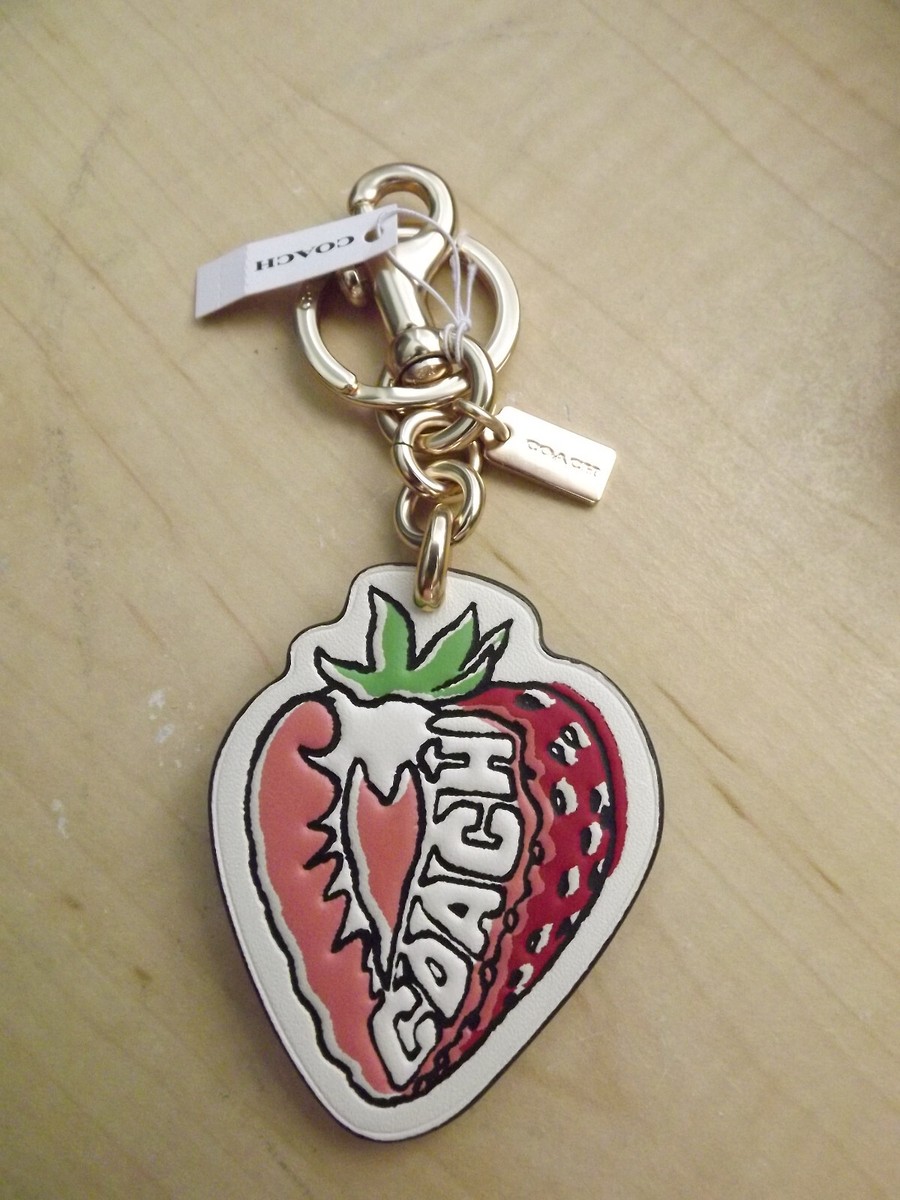 COACH CA053 STRAWBERRY SNAP VALET KEY FOB RING BAG CHARM NEW NWT