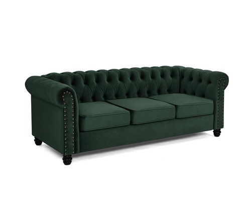 Chesterfield Sofa Velvet 3 2 Seater Couch Tufted Suite Studded Scroll Arms - Picture 50 of 66