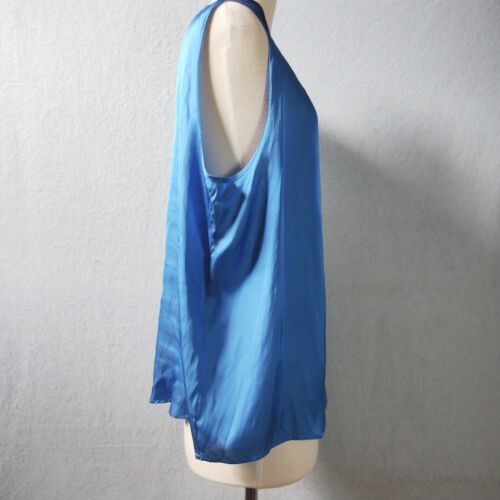 Wayne Cooper Womens Size 14 Blue Cobalt Tie Back Satin Top Sleeveless Summer - Picture 4 of 14