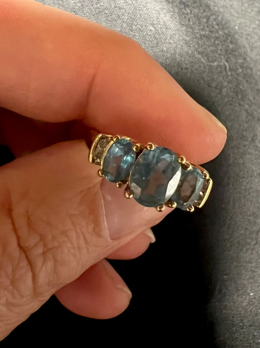 Light Pale Blue Topaz Pinky Ring Jewelry Samuel Aaron Size 5.5