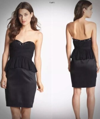 AIDAN MATTOX ~ Women's Black Silk Strapless Sweetheart Peplum Party Dress Size 6 | eBay AIDAN MATTOX ~ Women's Black Silk Strapless Sweetheart Peplum Party Dress Size 6 | eBay