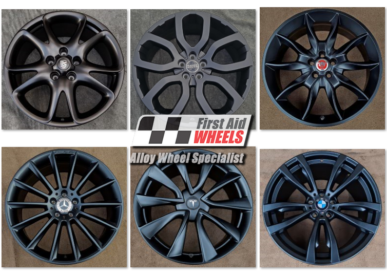SATIN BLACK POWDER COAT REFURBISHMENT for 20'' ALLOY WHEELS NW