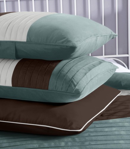 Chezmoi Collection Loft 8-Piece Luxury Striped Comforter Set (Queen, Blue/Bei... - Picture 4 of 9