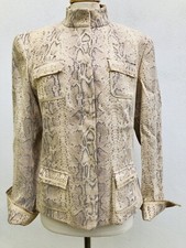 Elie Tahira American Designer 14 Snakeskin Print Linen Tailored Quirky Jacket