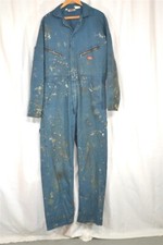 vintage coveralls overalls blue cotton Dickies 42 Tall distressed painted rough