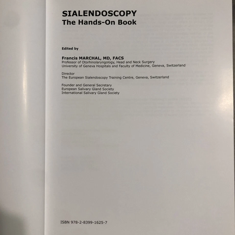 Sialendoscopy The Hands On Book by Francis Marchal 2015 Hardback Pre-Owned Used - Image 3 of 4