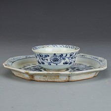6.7" Chinese Yuan Blue-and-white Porcelain Auspicious Animal Phoenix Tea Set