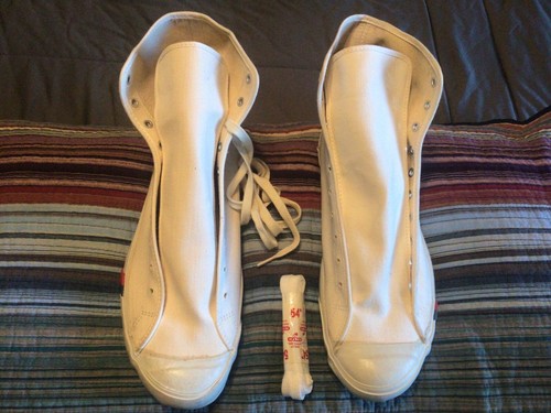 RARE VINTAGE 1960S-70S PRO KEDS WHITE CANVAS HIGH TOP ATHLETIC SHOES SIZE 12 M - Picture 2 of 14