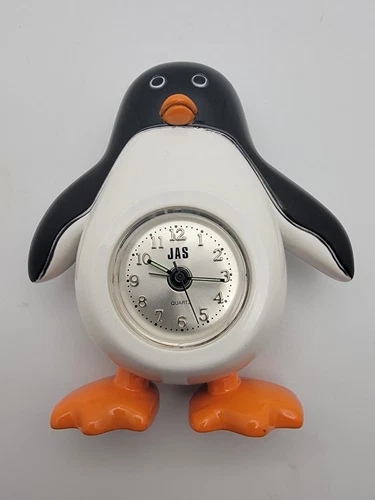 JAS Metal Penquin Desk/Table Mini Analog Alarm Clock