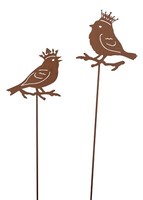 Dekorativer Gartenstecker Silhouette 2 VöGel Mit Krone Metall Braun Rostig 2-Er
