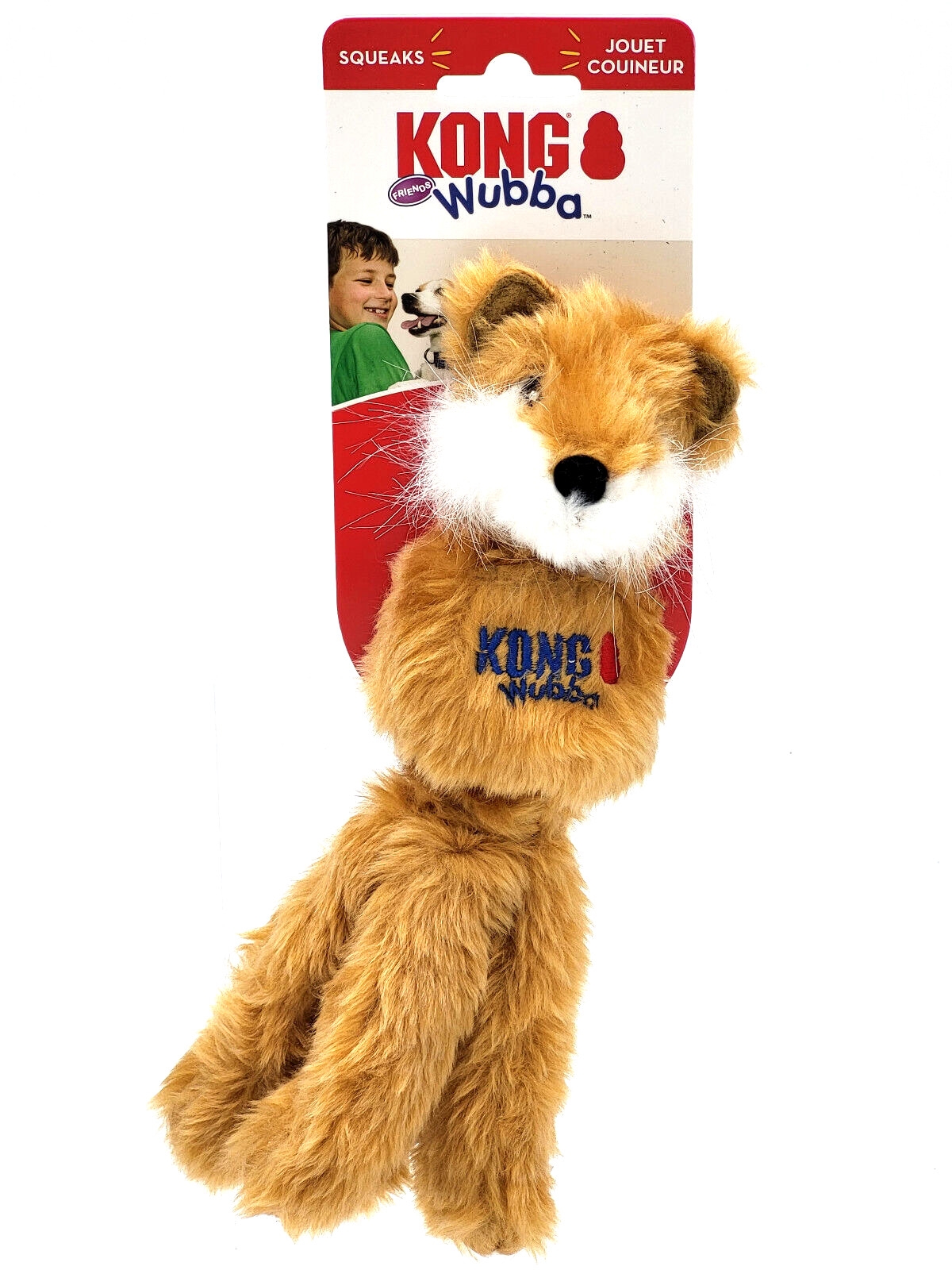 KONG Wubba Friends Small Fox Squeaky Toss & Play Dog Fetch Toy