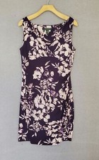 Lauren Ralph Lauren Women's Ruched Faux Wrap Purple Floral Knit Dress 12P