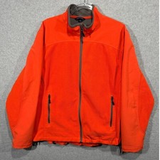 Lands' End Fleece Jacket Full Zip Pockets Outdoor Activewear Orange L