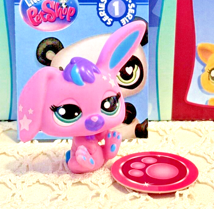 LITTLEST PET SHOP LPS G7 PINK & LILAC EAR UP BUNNY RABBIT #49 AS