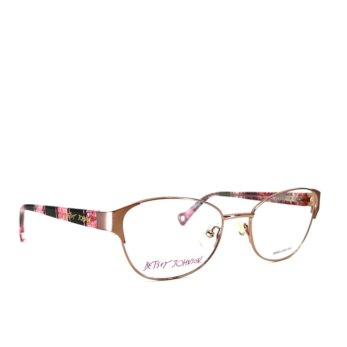 Betsey Johnson Glitz BLK 52-18-135 Eyeglass Frames Pink Glitter Demo Lenses BETSEY JOHNSON WOMANS EYEGLASSES GLITZ in PINK 52-18-135 MM  main image 4
