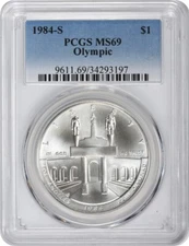 1984-S Olympic Silver Commemorative Dollar MS69 PCGS Mint State 69
