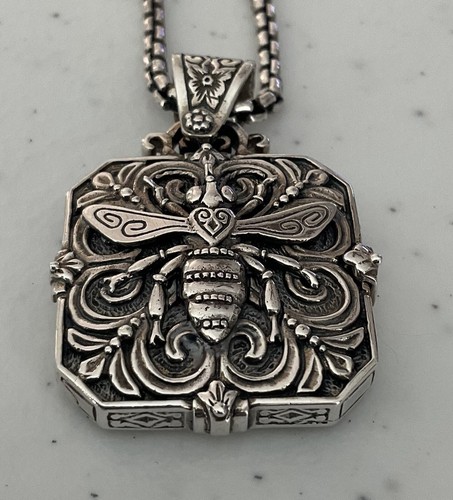 FANTASTIC KONSTANTINO STERLING SILVER BEE NECTAR LOCKET PENDANT+20IN CHAIN! - Picture 4 of 16