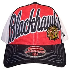 Chicago Blackhawks Hat Cap by Zephyr NHL Super Script White Red & Black Adj.