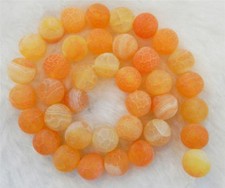 Fine 8mm Matte Orange Dream Fire Dragon Veins Agate Gems Round Loose Beads 15"