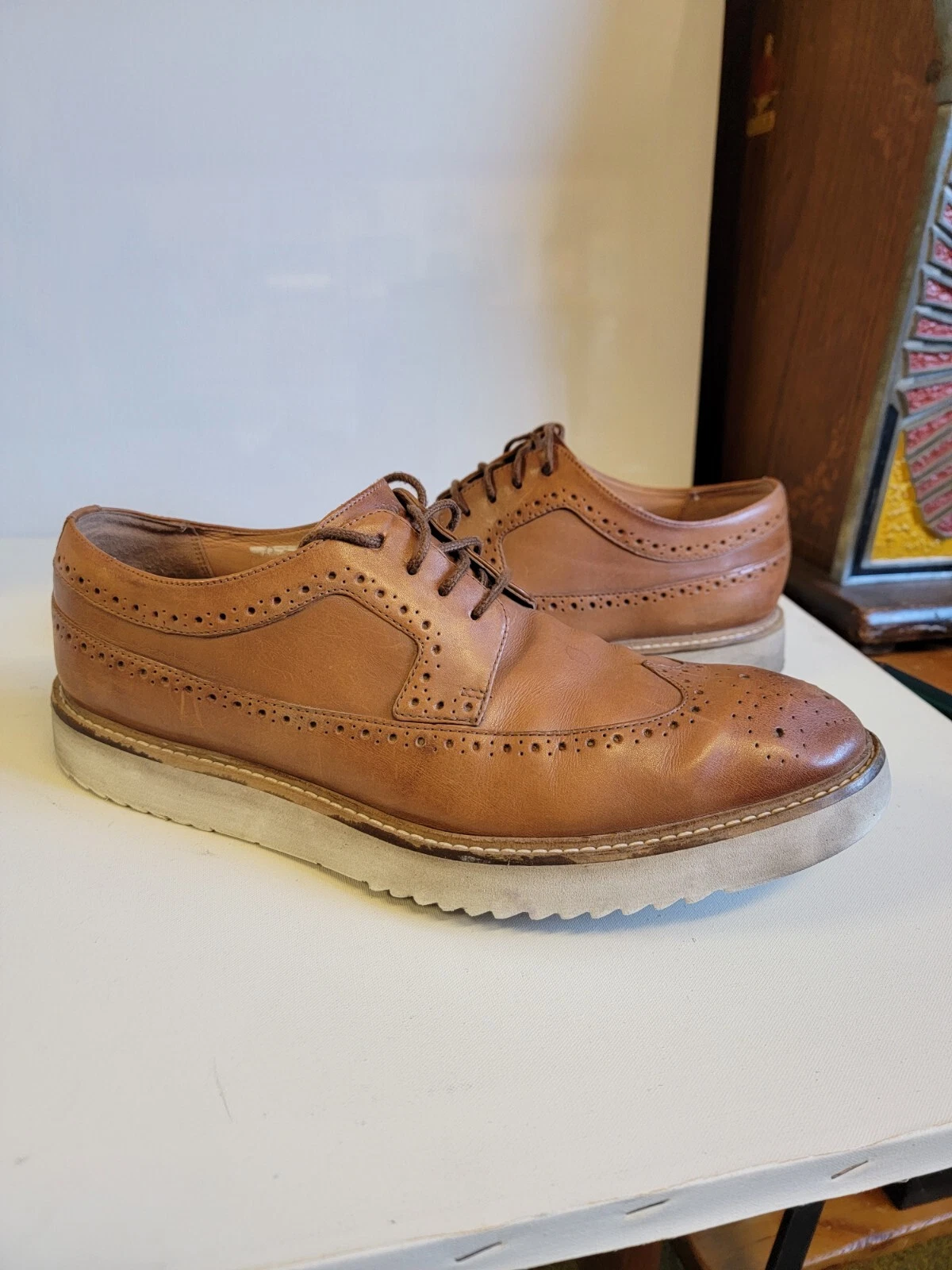 Scarpe da uomo Clarks England Wing Tips marroni in pelle artigiano 16501 taglia 12