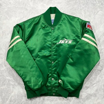 VTG 90s NFL NEW YORK JETS STARTER SATIN BOMBER JACKET SIZE M MADE