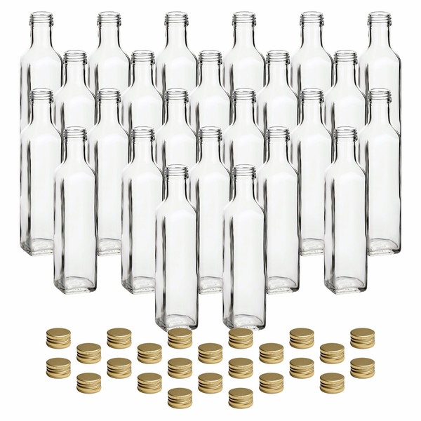 24X Glasflasche 250 Ml Maraska Mit Schraubdeckel Gold - Flasche FüR LiköR, ÖL-image