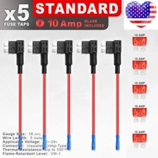 5 Sets Car Add-a-circuit Fuse TAP Adapter 10A Standard ATO ATC Blade Fuse Holder