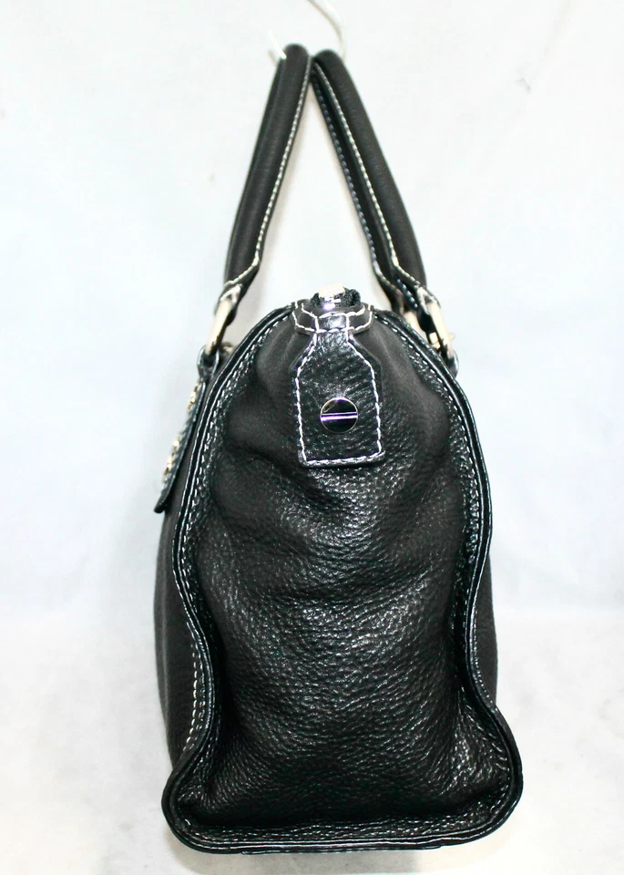 Сумка MILLY черная кожа на молнии сумка с заклепками контрастные швы серебристая жесткая - Изображение 4 из 4