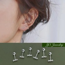 Women Surgical Steel Small Ball Bar Screw Back Stud Earrings Trendy Jewelry 2Pcs