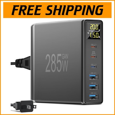 Multi-Device USB C Charging Station - 285W Smart Charger with Safety Features