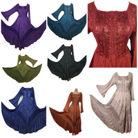 Maxi Dress Corset Lace Up Bell Sleeve Renaissance Gown Flare Lace Up 12 14 16