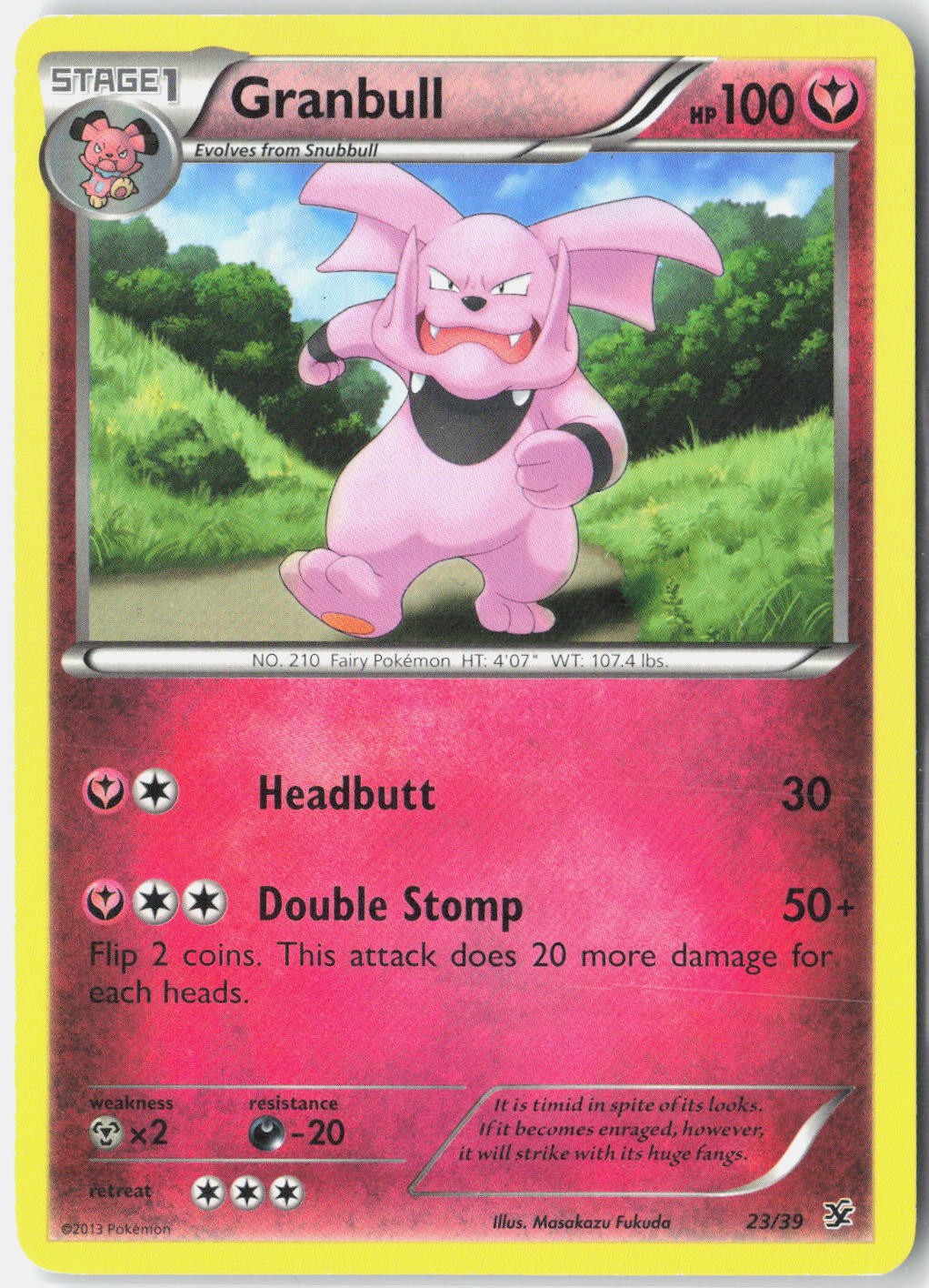 Granbull Kalos Starter Set 23/39 Pokemon Card