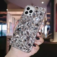 Funda de teléfono rosa brillante cristales transparentes para iPhone 17 16 15 14 13 12 11 X Pro Max
