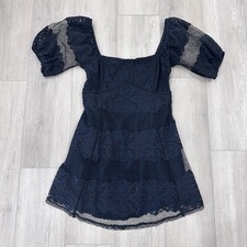Free People be your baby lace puff sleeve babydoll mini dress black small