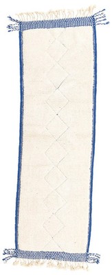 Moroccan Wool Rug Design Color Blue, Ivory Luxury Handmade Area Carpet Rug