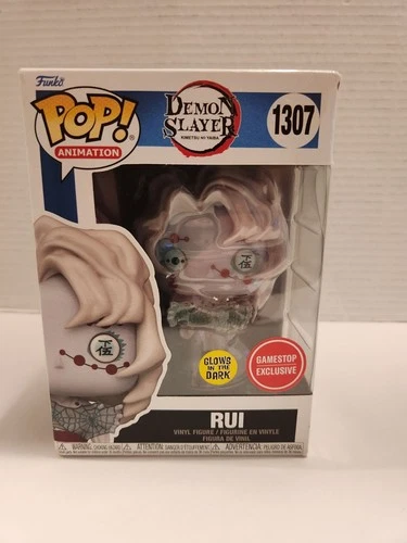FUNKO POP DEMON SLAYER RUI 1307 GITD GLOWS IN THE DARK GAMESTOP *damaged box*