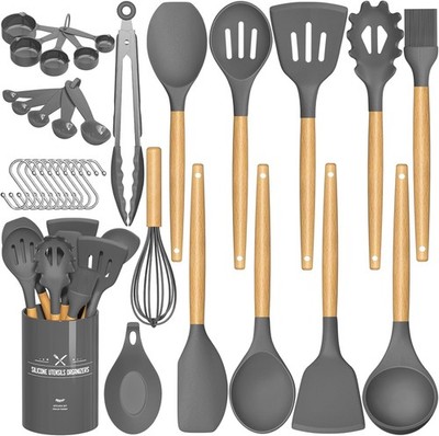 Umite Chef Kitchen Cooking Utensils Set, 33 pcs Non-stick Silicone Spatula Set w