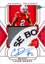 CALEB DOWNS 2025 NATIONAL TREASURES COLLEGIATE BOWL LOGO ROOKIE PATCH AUTO 3/10