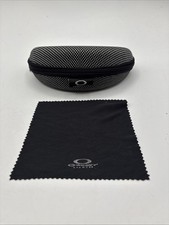 Oakley Sunglasses Case Only Hard Shell Oval Black Zippered Case Cleaning Cloth