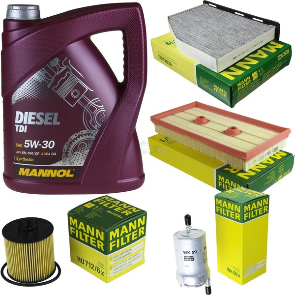 Mann Inspektionspaket 5L Mannol Diesel Tdi 5W-30 FüR Vw Golf V 1.6 Fsi-image